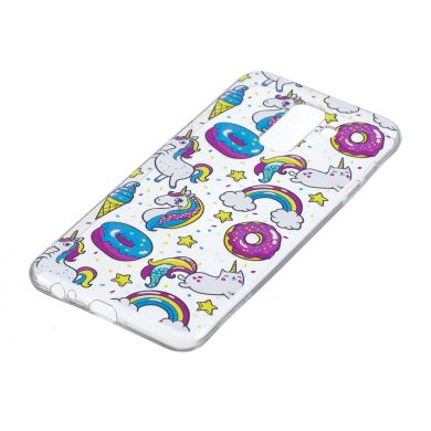 Силиконовый (TPU) чехол Deexe Pretty Glossy для Samsung Galaxy A6+ 2018 (A605) - Doughnuts and Unicorns