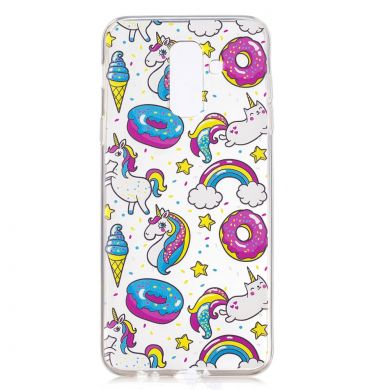 Силиконовый (TPU) чехол Deexe Pretty Glossy для Samsung Galaxy A6+ 2018 (A605) - Doughnuts and Unicorns