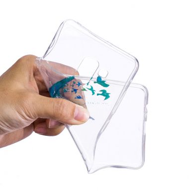 Силиконовый (TPU) чехол Deexe Pretty Glossy для Samsung Galaxy A8+ (A730) - Feather