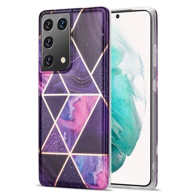 Защитный чехол Deexe Marble Pattern для Samsung Galaxy S21 Ultra - Dark Purple