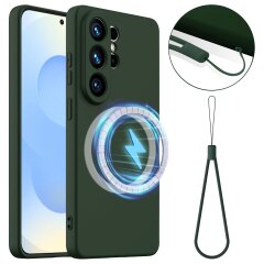 Захисний чохол Deexe Silicone Case with MagSafe для Samsung Galaxy S26 Ultra - Dark Green