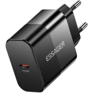 Мережевий зарядний пристрій ESSAGER 30W Type-C + кабель Type-C to Type-C (E30JSB1-SYTT1-T) - Black