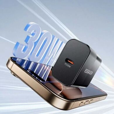 Мережевий зарядний пристрій ESSAGER 30W Type-C + кабель Type-C to Type-C (E30JSB1-SYTT1-T) - Black