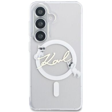 Защитный чехол Karl Lagerfeld IML Choupettes Karl Script Logo MagSafe для Samsung Galaxy S26 (KLHMS26S5HKSCAH) - Clear