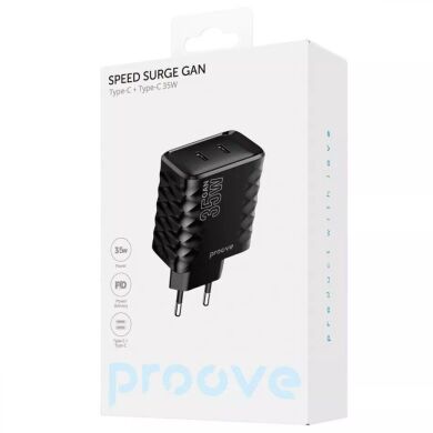 Мережевий зарядний пристрій Proove Speed Surge Gan 35W (Type-C + Type-C) - Black