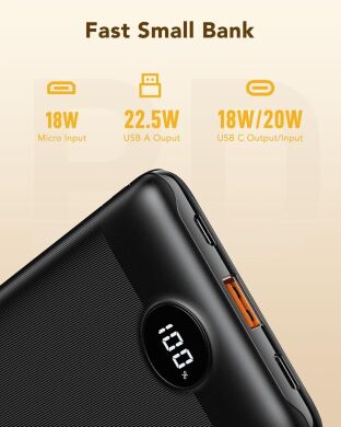 Зовнішній акумулятор VEGER S11 W1140 22.5W + QC3.0 (10000mAh) - Black