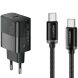 Мережевий зарядний пристрій ESSAGER 30W Type-C + кабель Type-C to Type-C (E30JSB1-SYTT1-T) - Black