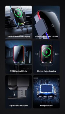 Автомобільний тримач Baseus Halo Electric Wireless Charging (15W) SUDD000001 - Black