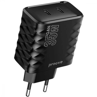 Сетевое зарядное устройство Proove Speed Surge Gan 35W (Type-C + Type-C) - Black