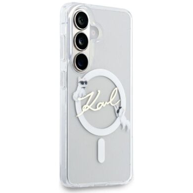 Защитный чехол Karl Lagerfeld IML Choupettes Karl Script Logo MagSafe для Samsung Galaxy S26 (KLHMS26S5HKSCAH) - Clear