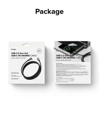 Кабель Ringke 90 Degree Type-C to Type-C 240W (5A, 2m) 8800293851486 - Black