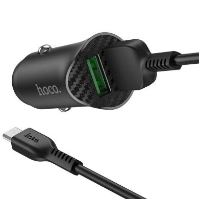 Автомобільний зарядний пристрій Hoco Z39 QC3.0 (18W, 2USB) + кабель MicroUSB - Black