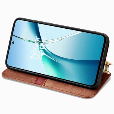 Чехол Deexe Rhombus Wallet для Samsung Galaxy S26 - Brown