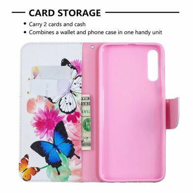 Чохол-книжка Deexe Color Wallet для Samsung Galaxy A70 (A705) - Butterflies and Flowers