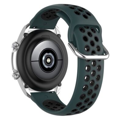 Ремешок Deexe Dual Color для Samsung Galaxy Watch 3 (45mm) - Dark Green / Black
