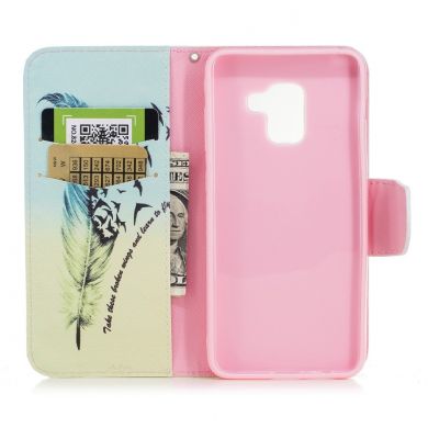 Чохол-книжка Deexe Color Wallet для Samsung Galaxy A8 2018 (A530) - Feather Pattern