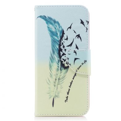 Чехол-книжка Deexe Color Wallet для Samsung Galaxy A8 2018 (A530) - Feather Pattern
