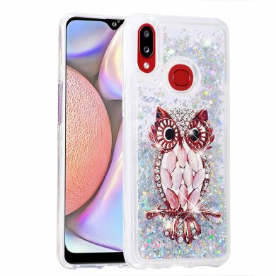 Силиконовая (TPU) накладка Deexe Fashion Glitter для Samsung Galaxy A10s (A107) - Silver/Owl
