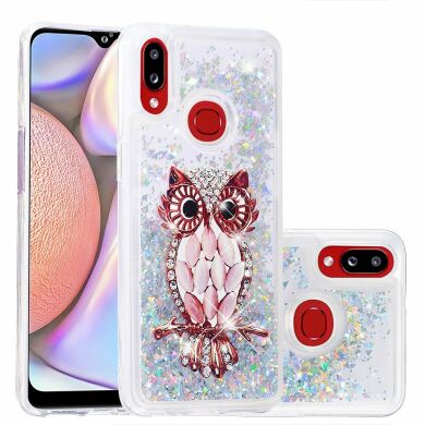 Силиконовая (TPU) накладка Deexe Fashion Glitter для Samsung Galaxy A10s (A107) - Silver/Owl