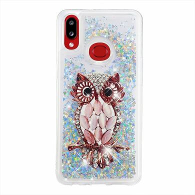 Силиконовая (TPU) накладка Deexe Fashion Glitter для Samsung Galaxy A10s (A107) - Silver/Owl
