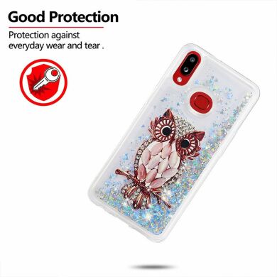 Силиконовая (TPU) накладка Deexe Fashion Glitter для Samsung Galaxy A10s (A107) - Silver/Owl