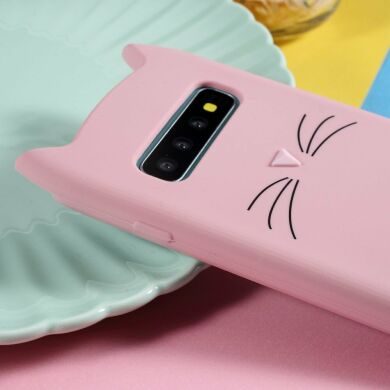 Силиконовый (TPU) чехол Deexe Cat 3D Series для Samsung Galaxy S10 (G973) - Pink