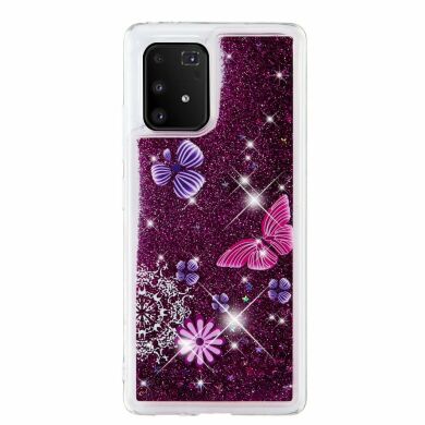 Силиконовый (TPU) чехол Deexe Fashion Glitter для Samsung Galaxy S10 Lite (G770) - Butterfly and Flower