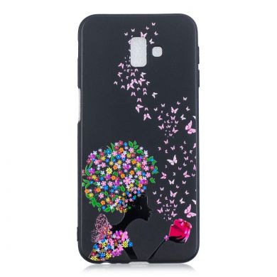 Силиконовый (TPU) чехол Deexe Life Style для Samsung Galaxy J6+ (J610) - Flowered Girl and Butterfly
