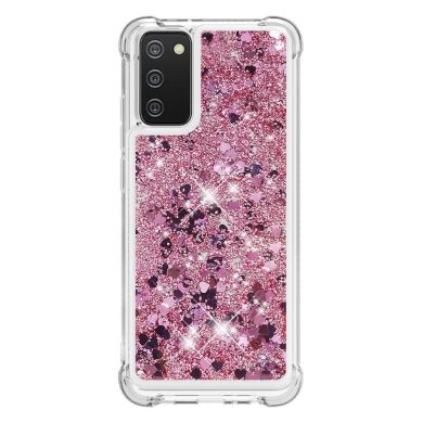 Силіконовий (TPU) чохол Deexe Liquid Glitter для Samsung Galaxy A02s (A025) - Rose Gold