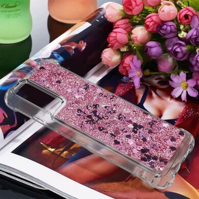 Силіконовий (TPU) чохол Deexe Liquid Glitter для Samsung Galaxy A02s (A025) - Rose Gold