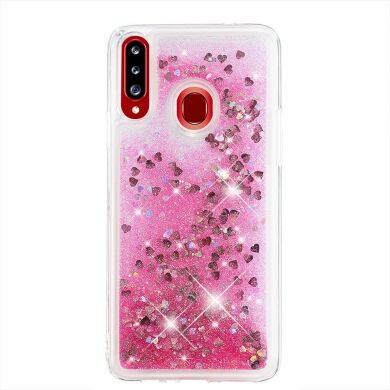 Силіконовий (TPU) чохол Deexe Liquid Glitter для Samsung Galaxy A20s (A207) - Pink