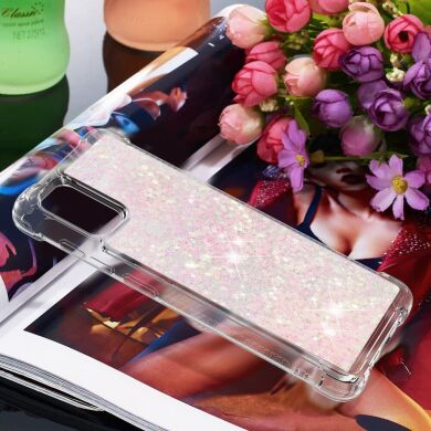 Силиконовый (TPU) чехол Deexe Liquid Glitter для Samsung Galaxy A31 (A315) - Gold