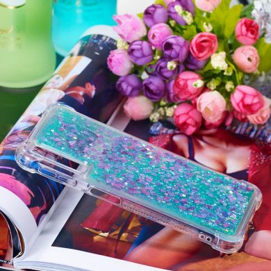 Силіконовий (TPU) чохол Deexe Liquid Glitter для Samsung Galaxy A7 2018 (A750) - Green
