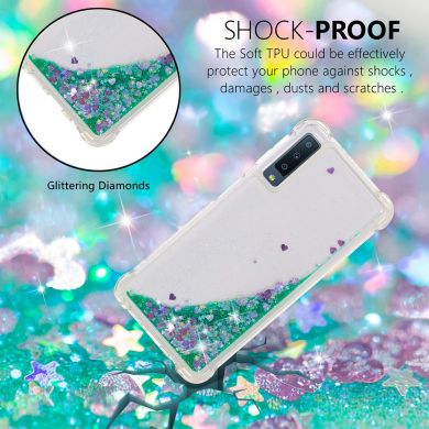 Силіконовий (TPU) чохол Deexe Liquid Glitter для Samsung Galaxy A7 2018 (A750) - Green