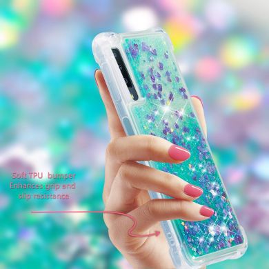 Силіконовий (TPU) чохол Deexe Liquid Glitter для Samsung Galaxy A7 2018 (A750) - Green