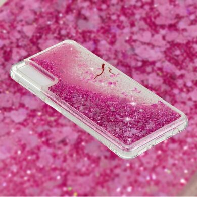 Силіконовий (TPU) чохол Deexe Liquid Glitter для Samsung Galaxy A70 (A705) - Petals