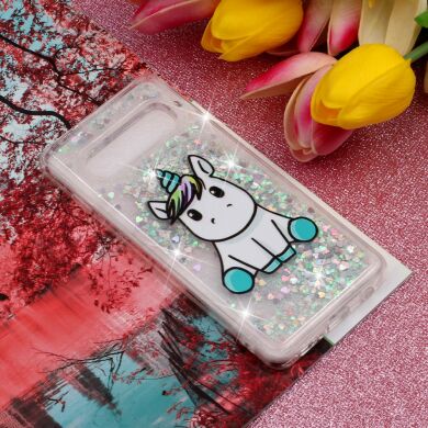 Силіконовий (TPU) чохол Deexe Liquid Glitter для Samsung Galaxy S10, Unicorn