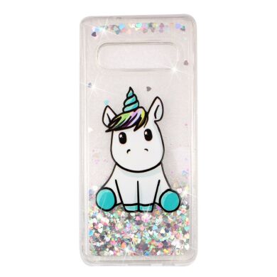 Силіконовий (TPU) чохол Deexe Liquid Glitter для Samsung Galaxy S10, Unicorn