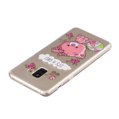 Силиконовый (TPU) чехол Deexe Pretty Glossy для Samsung Galaxy A8+ (A730) - Pink Cat