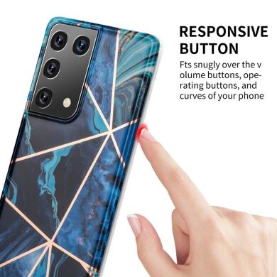 Захисний чохол Deexe Marble Pattern для Samsung Galaxy S21 Ultra - Blue