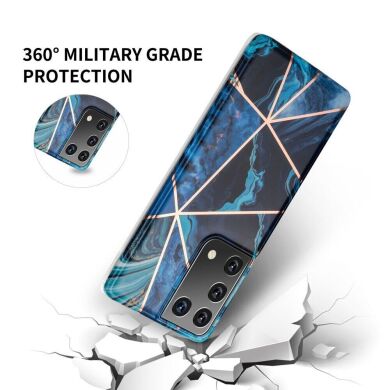 Защитный чехол Deexe Marble Pattern для Samsung Galaxy S21 Ultra - Light Blue