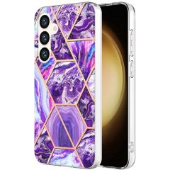 Захисний чохол Deexe Marble Pattern для Samsung Galaxy S24 - Dark Purple