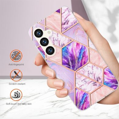 Защитный чехол Deexe Marble Pattern для Samsung Galaxy S24 - White / Pink