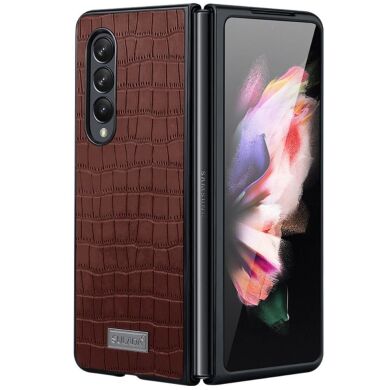 Защитный чехол SULADA Crocodile Style (FF) для Samsung Galaxy Fold 3 - Coffee