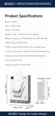 Внешний аккумулятор WiWU Wi-P090 45W (10000 mAh) - Silver