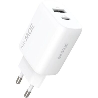 Мережевий зарядний пристрій Proove Silicone Power 2 30W (Type-C + USB) - White