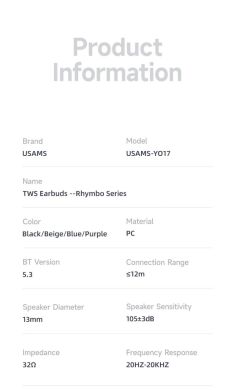 Беспроводные наушники Usams US-YO17 Rhymbo Series - Black
