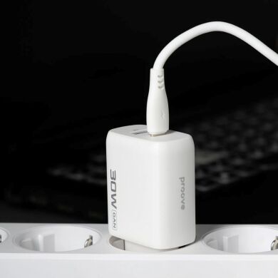 Мережевий зарядний пристрій Proove Silicone Power 2 30W (Type-C + USB) - White