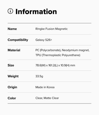 Захисний чохол Ringke Fusion Magnetic для Samsung Galaxy S26 Plus (S947) 8800328815032 - Clear