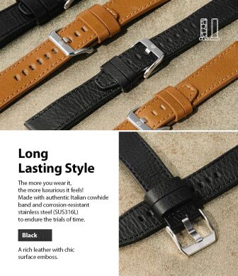 Ремінець Ringke Leather One Classic для годинників з шириною кріплення 22мм (8809758103122) - Black